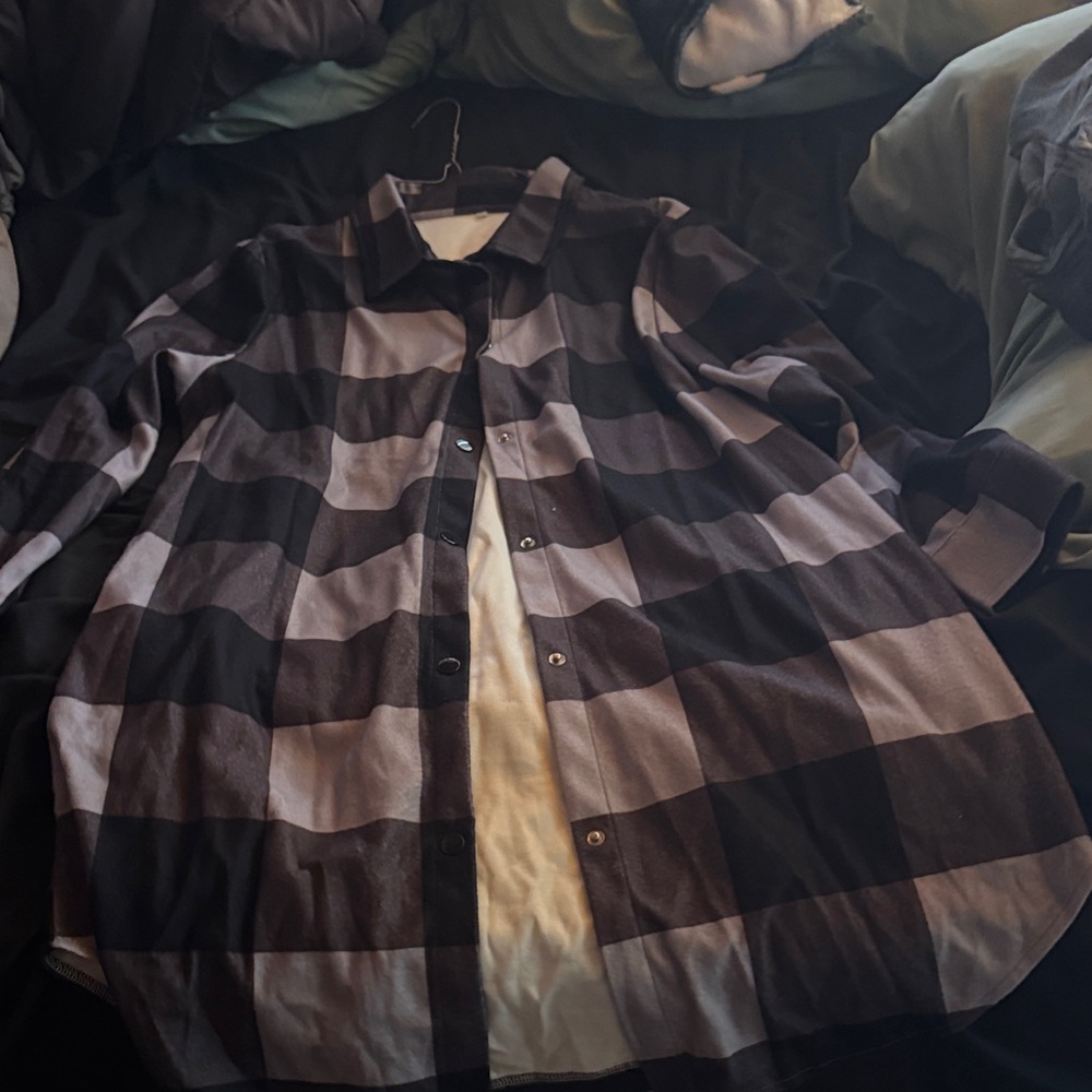 Men's Or Women’s, Black and Gray Checkered Shirt